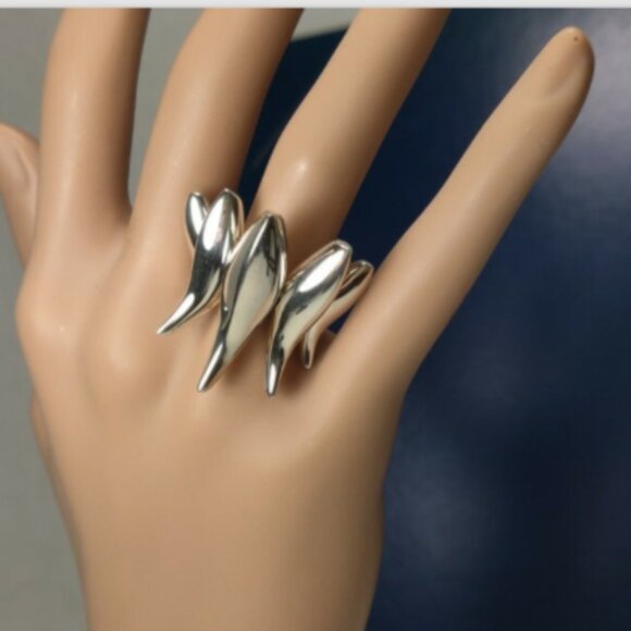 Rare Tiffany & Co Frank GEHRY Five Fish Ring Sterling Silver Size 6.5 - Picture 3 of 5
